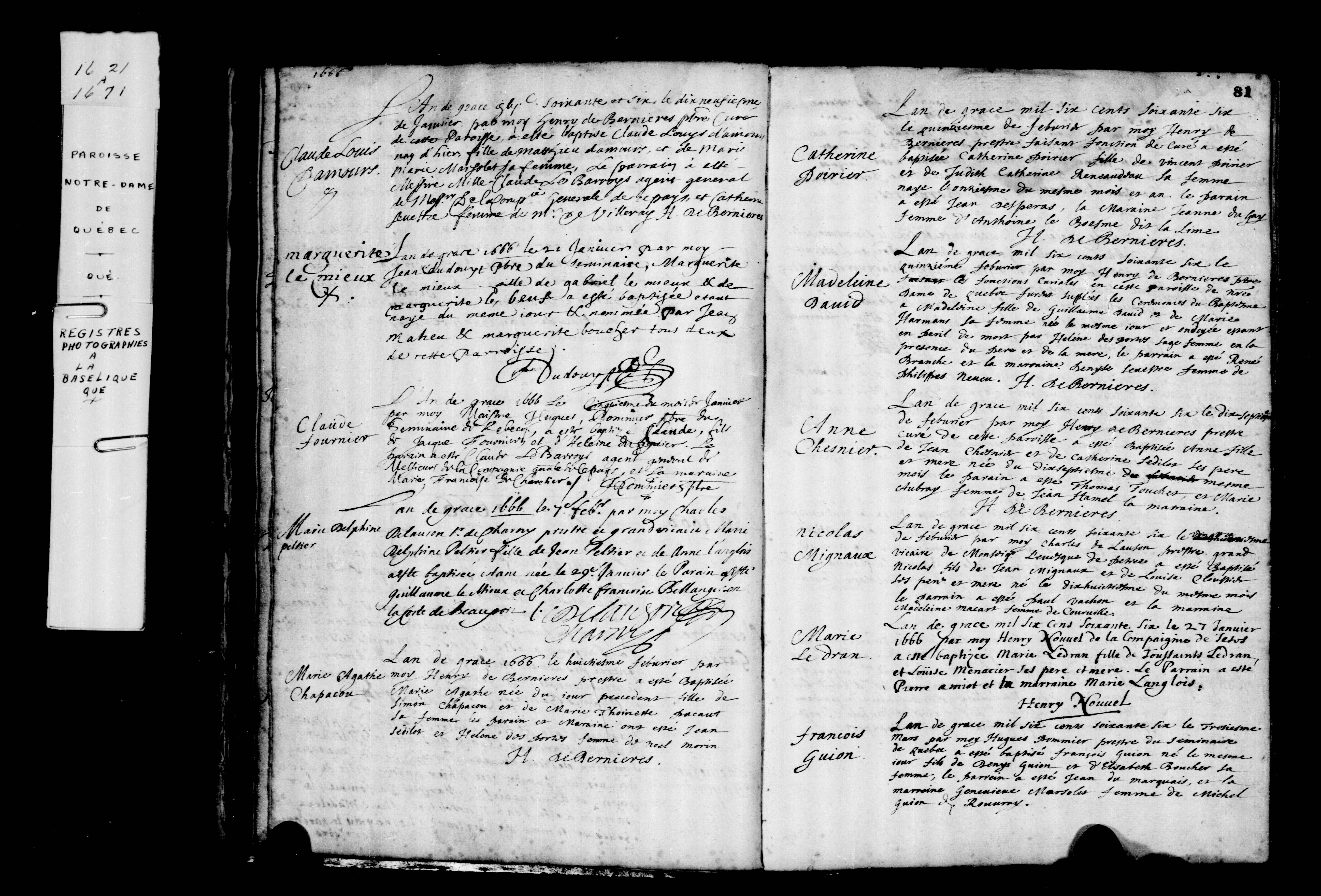1666 Baptism Marie Ledran