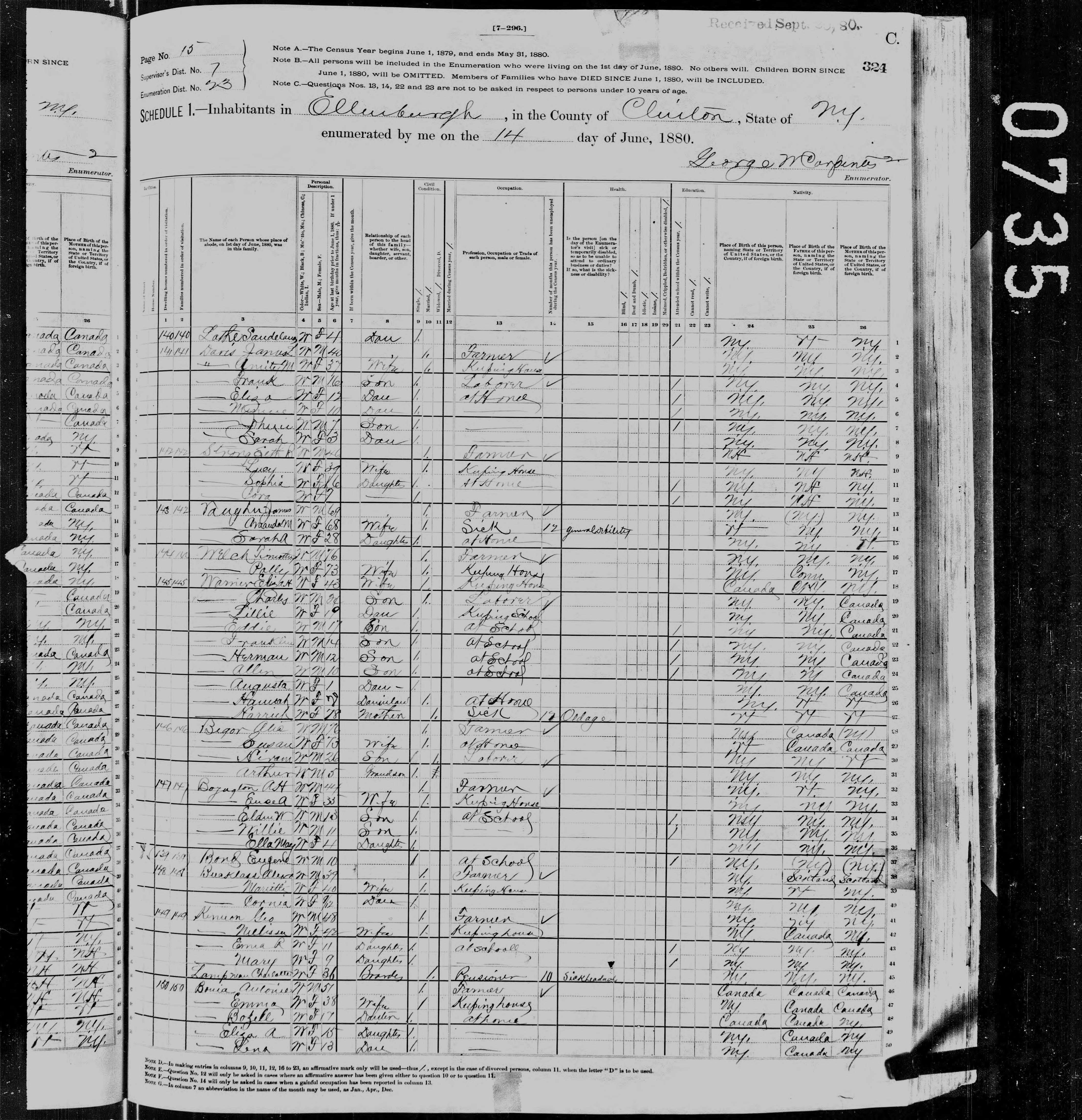 1880 US Census Timothy Welch