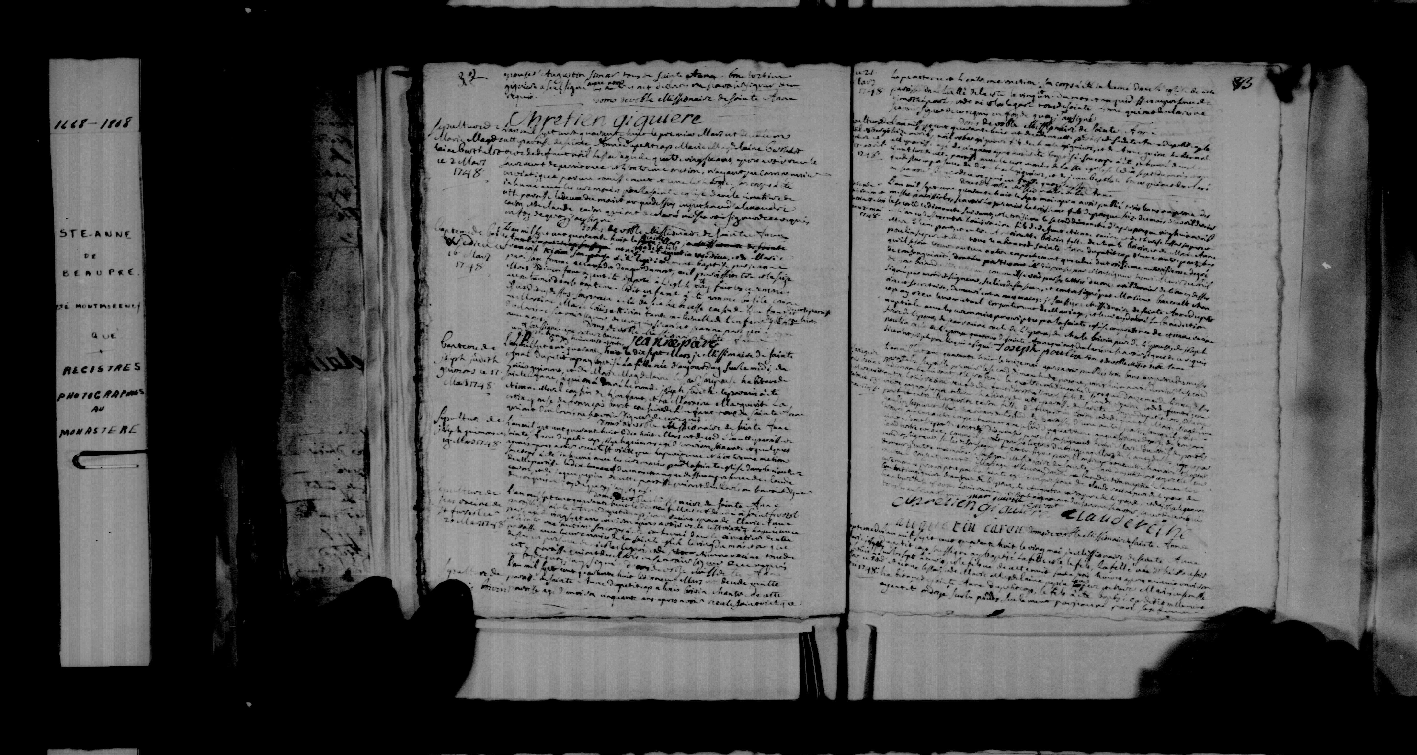 1748 Burial Joseph Guimond