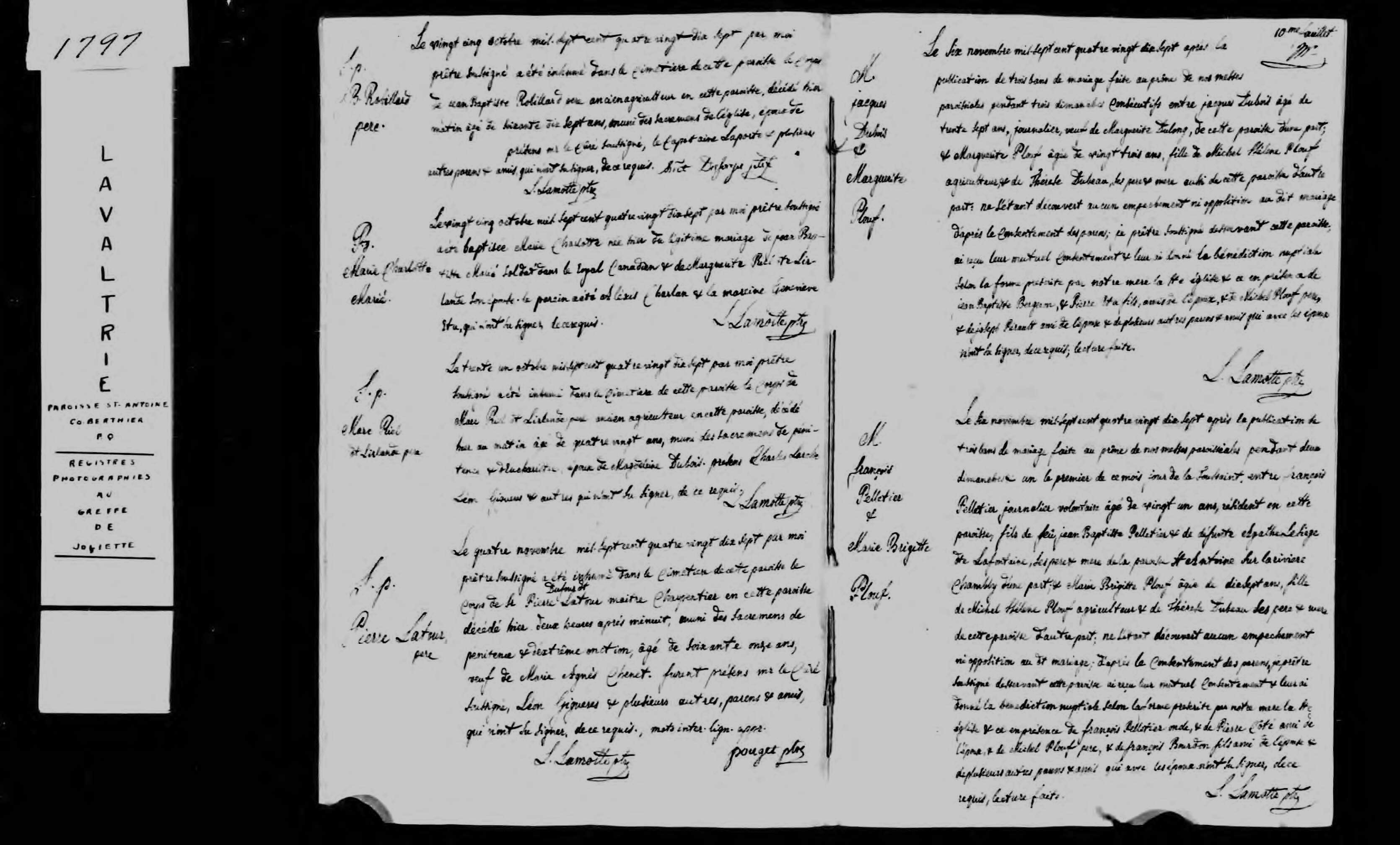 1797 Burial Joseph Dufour