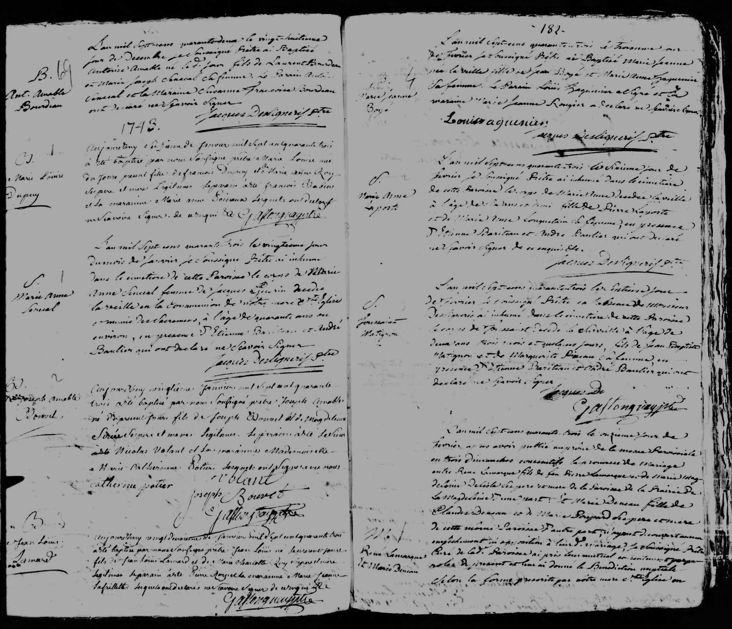 1743 Marriage Lamarque Deneau