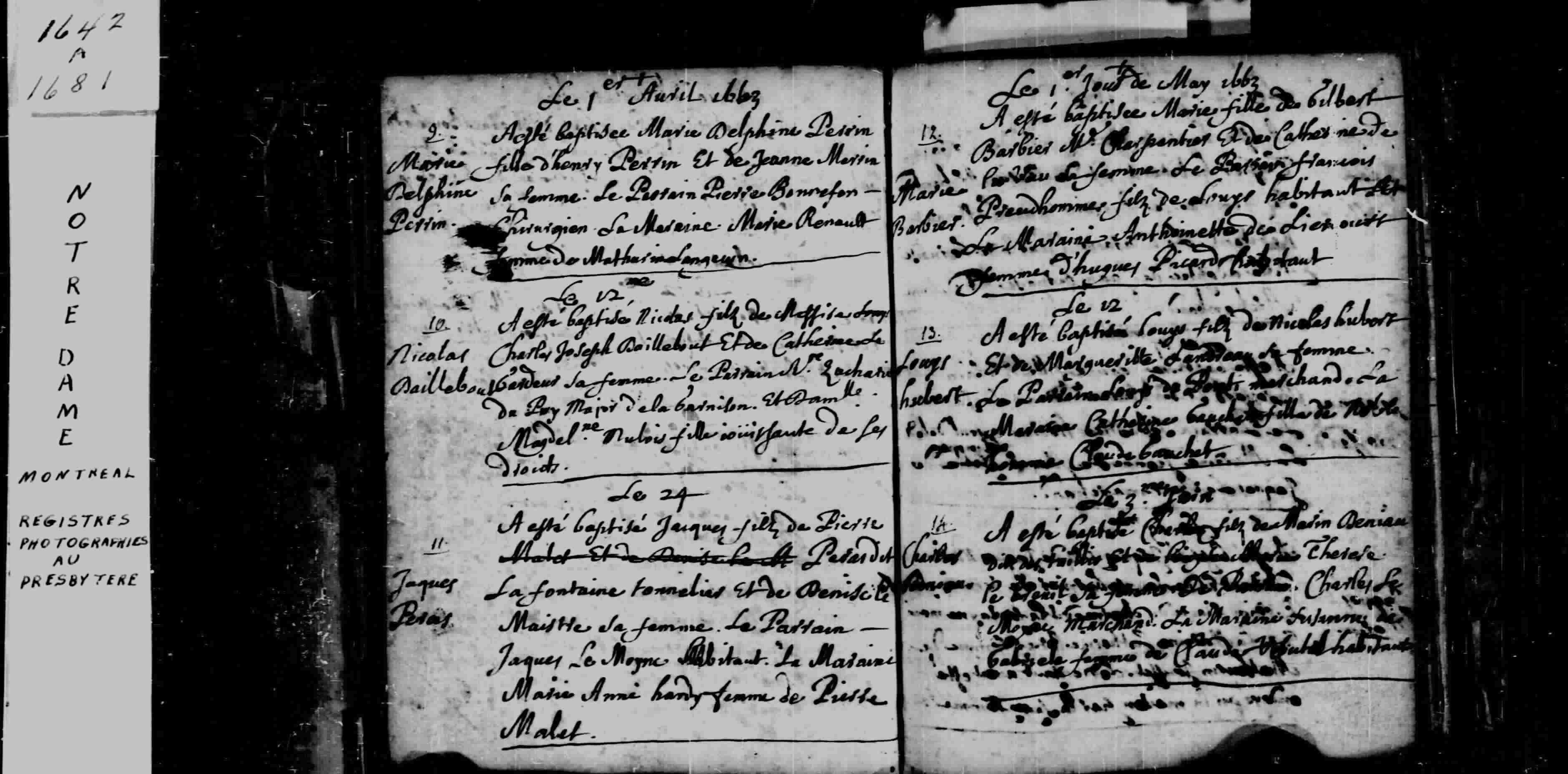 1663 Baptism Charles Marin Deaneau
