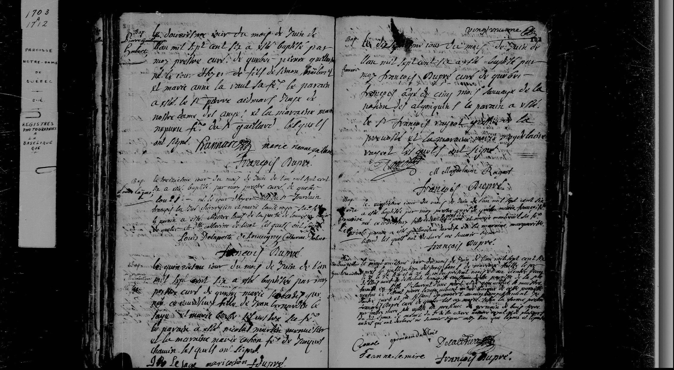 1706 Marriage Deblois Lemaitre