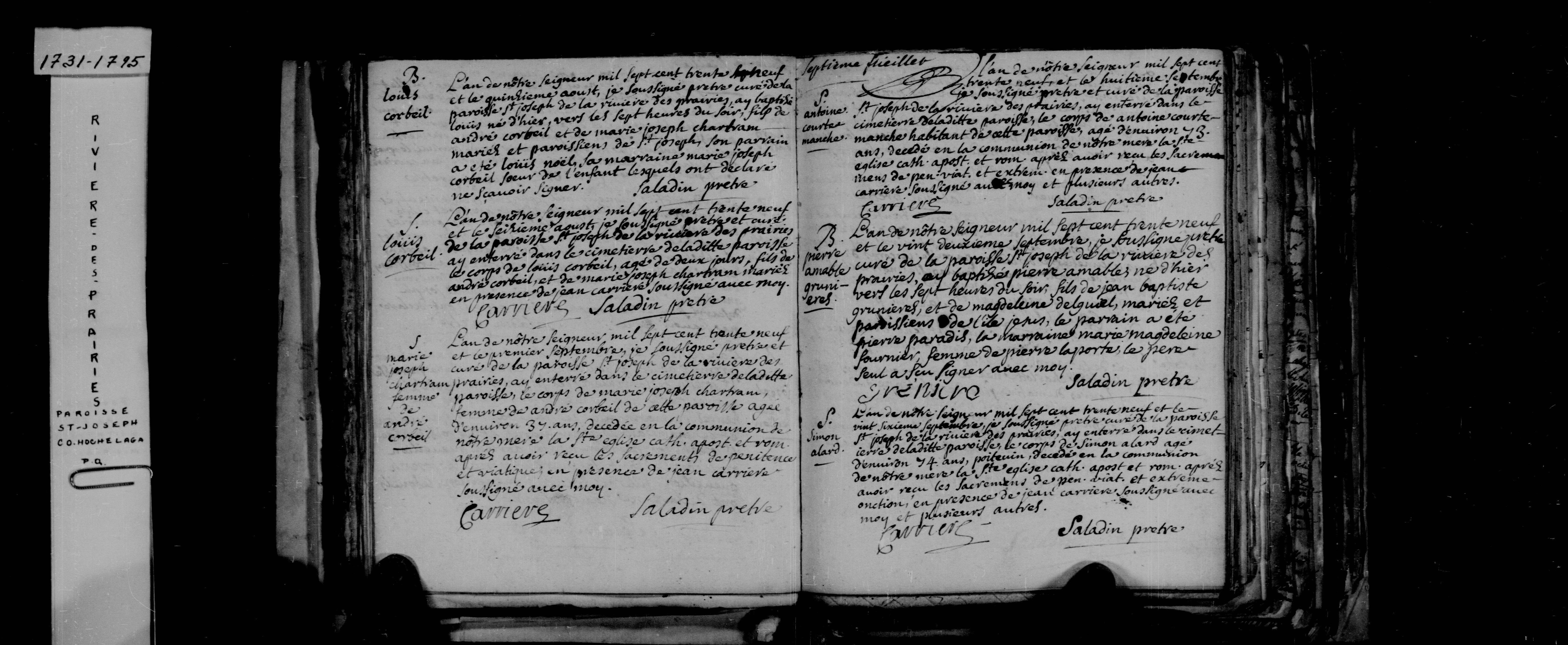 1739 Burial Antoine Courtemanche