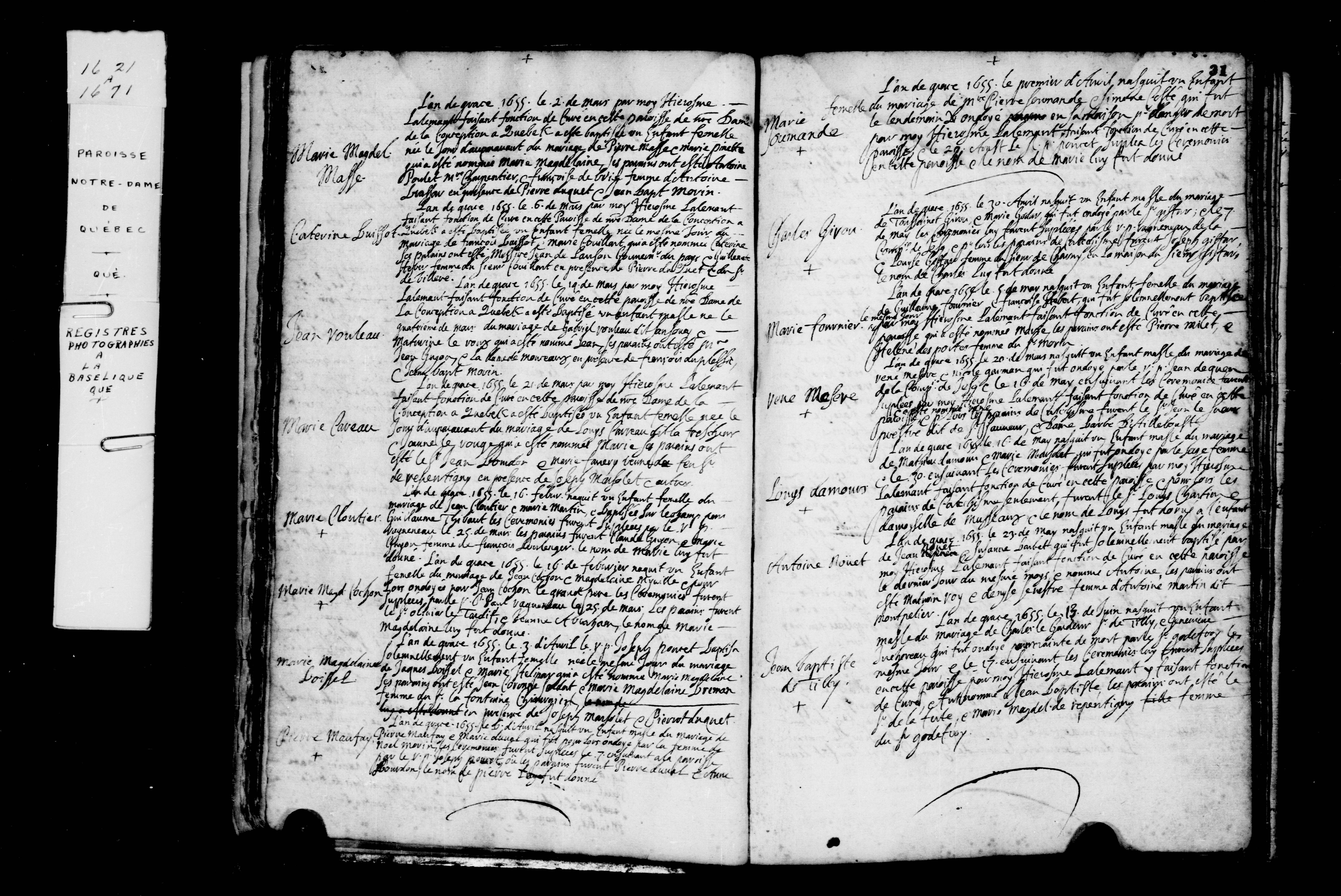 1655 Baptism Marie Cloutier