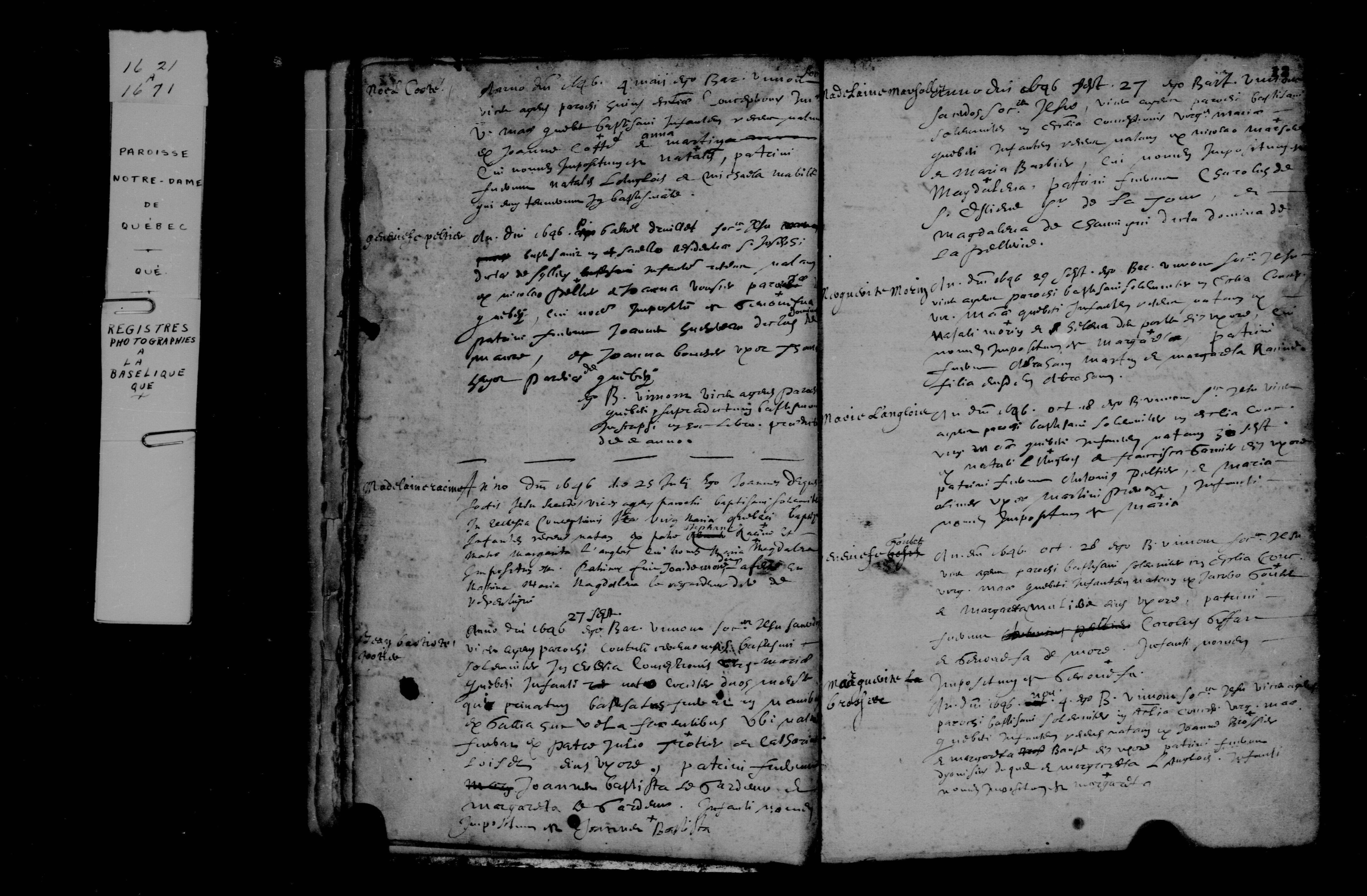 1646 Baptism Marie Madeleine Racine