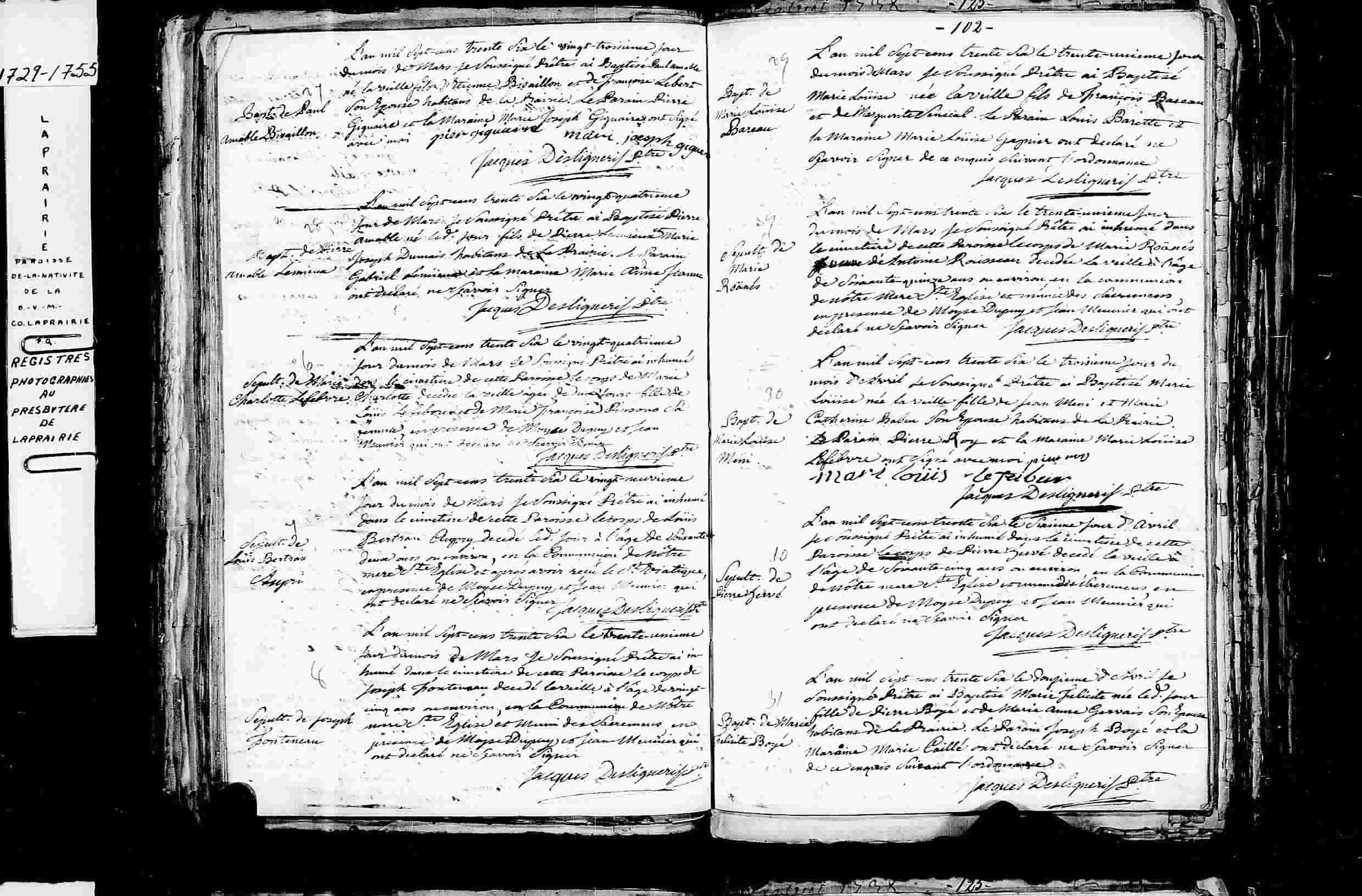 1736 Burial Louis Bertrand Aupry