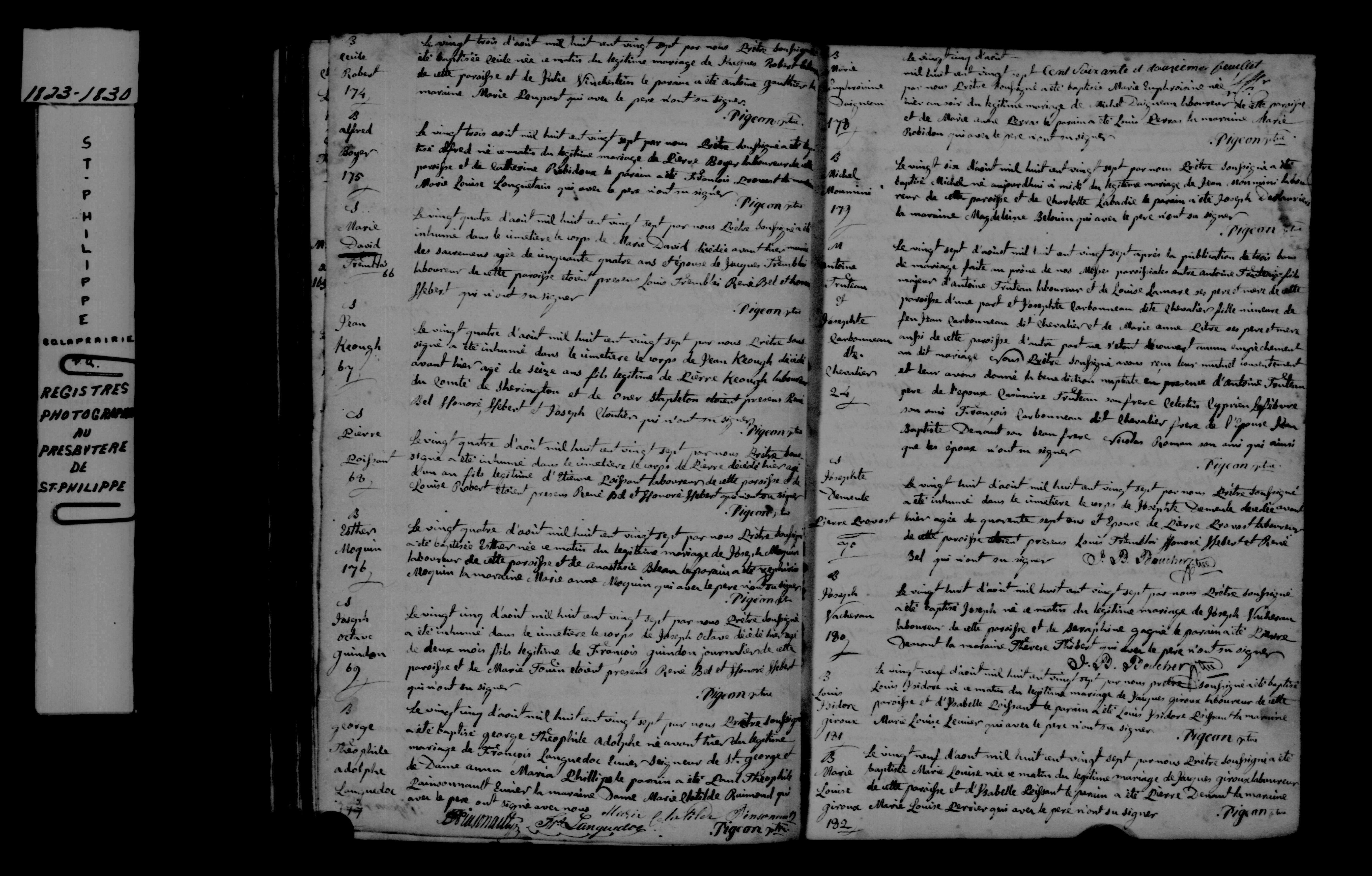 1827 Baptism Joseph Vachereau