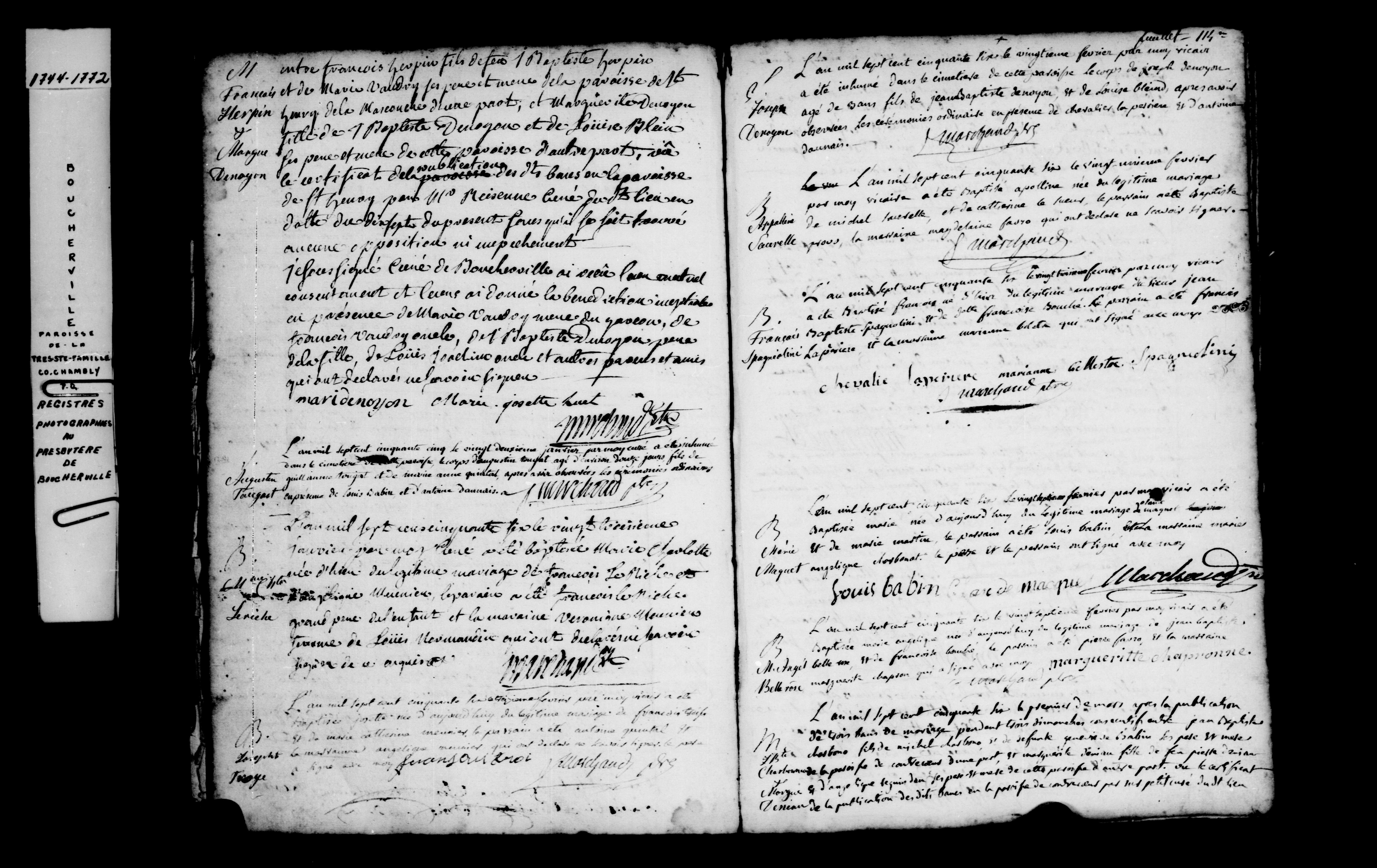 1756 Baptism Marie Angelique Bellerose
