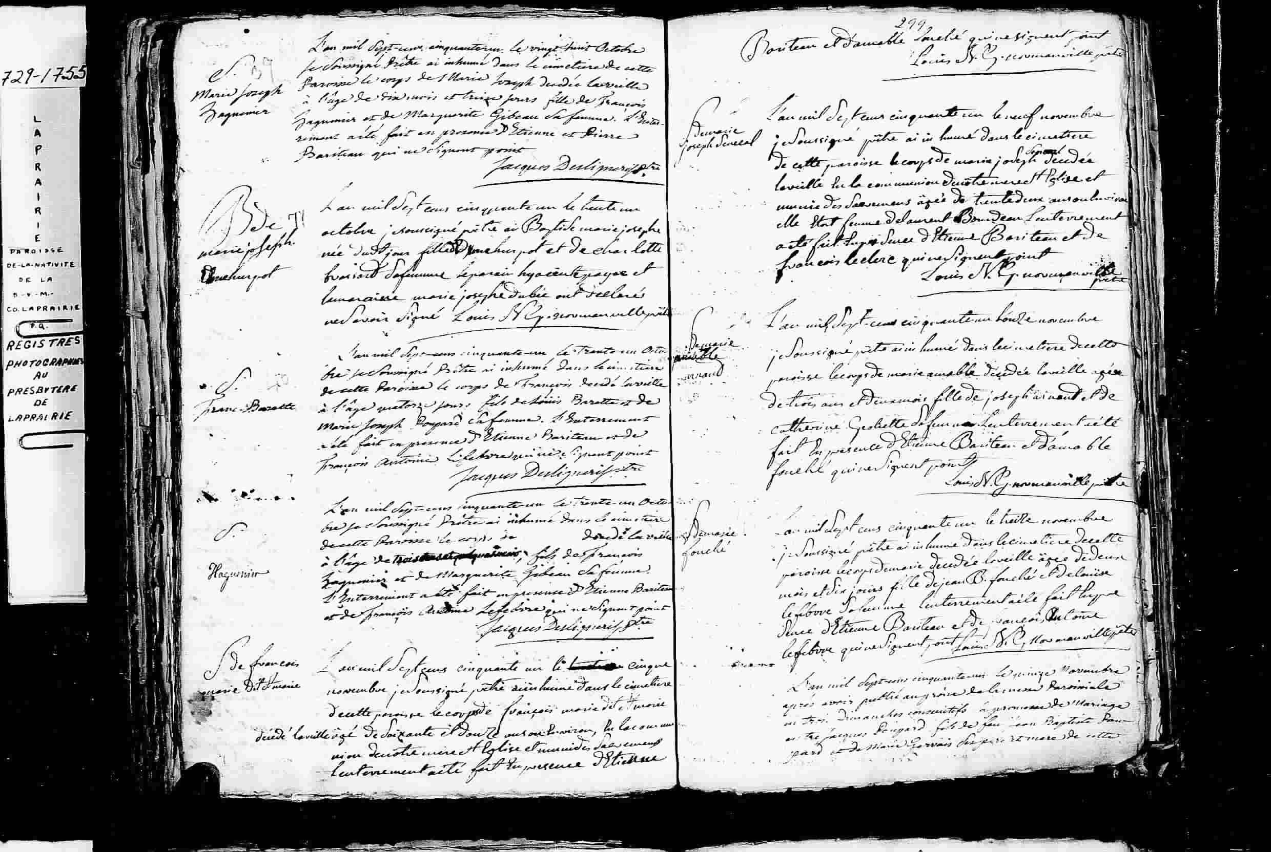 1751 Burial Francois Marier dit Ste-Marie